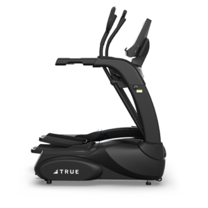 A Performance Series Elliptical, black with a digital display and handlebars, branded TRUE, is displayed against a plain white background.
